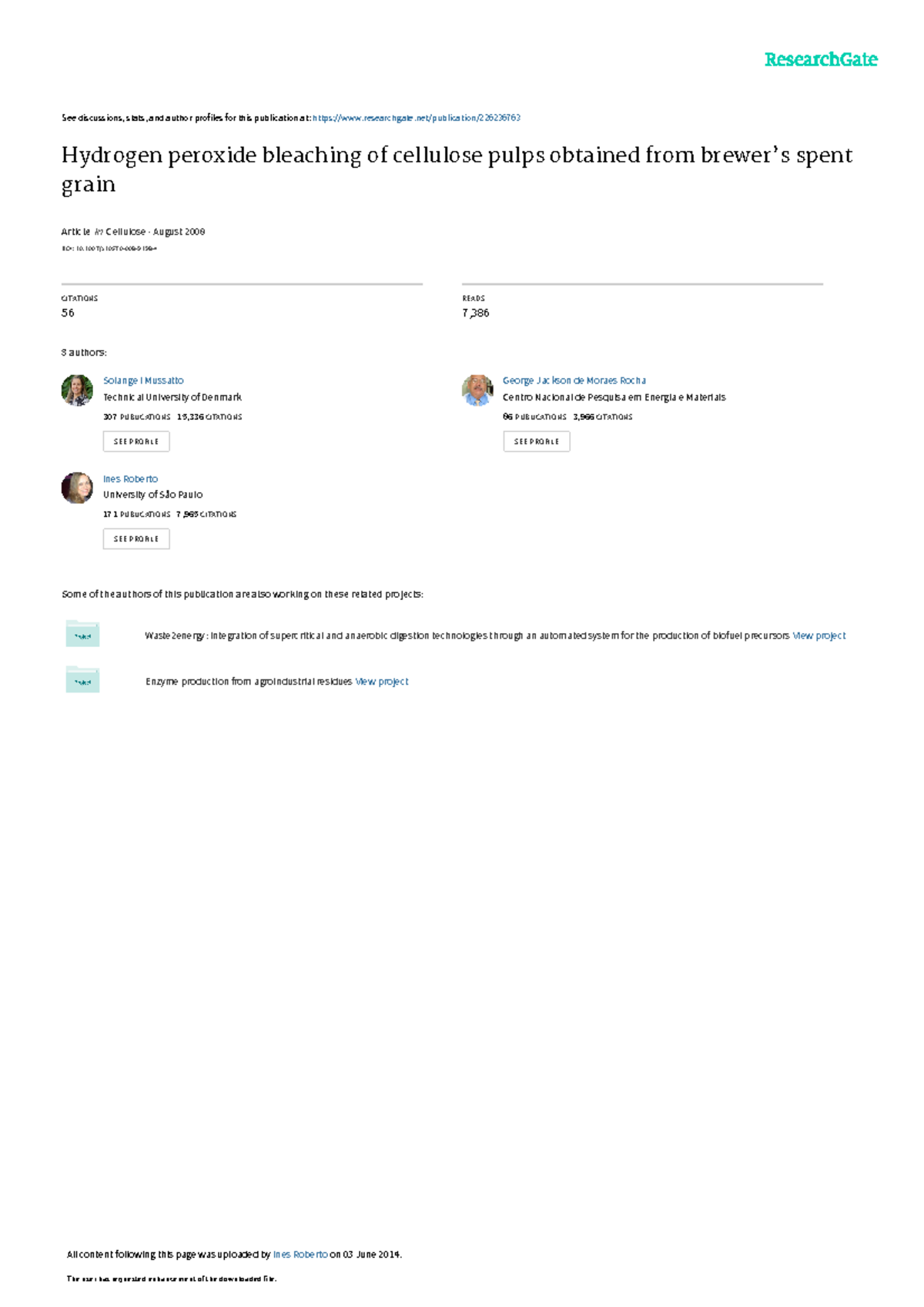 Hydrogen peroxide bleaching of cellulose pulps obtained See
