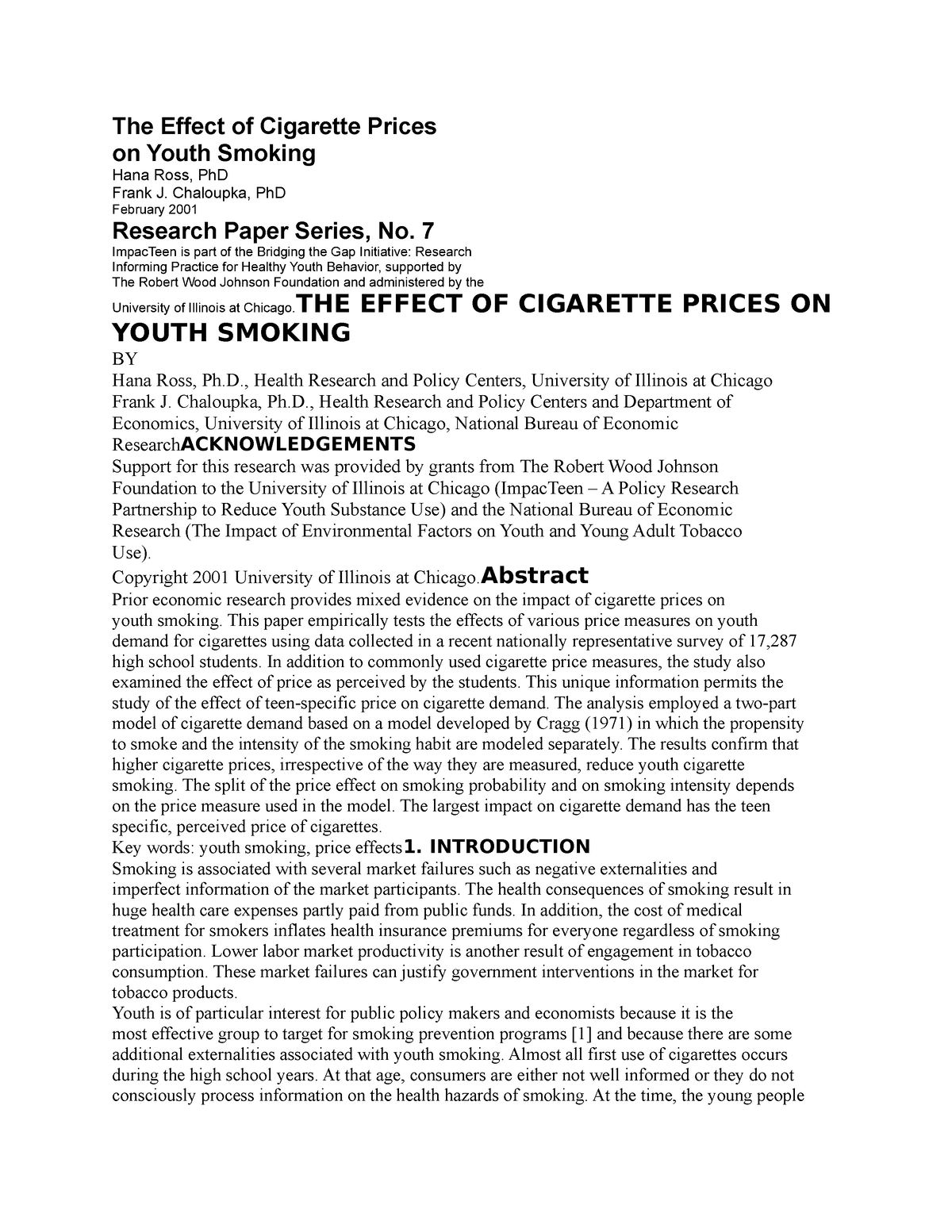 thesis statement about cigarette tax