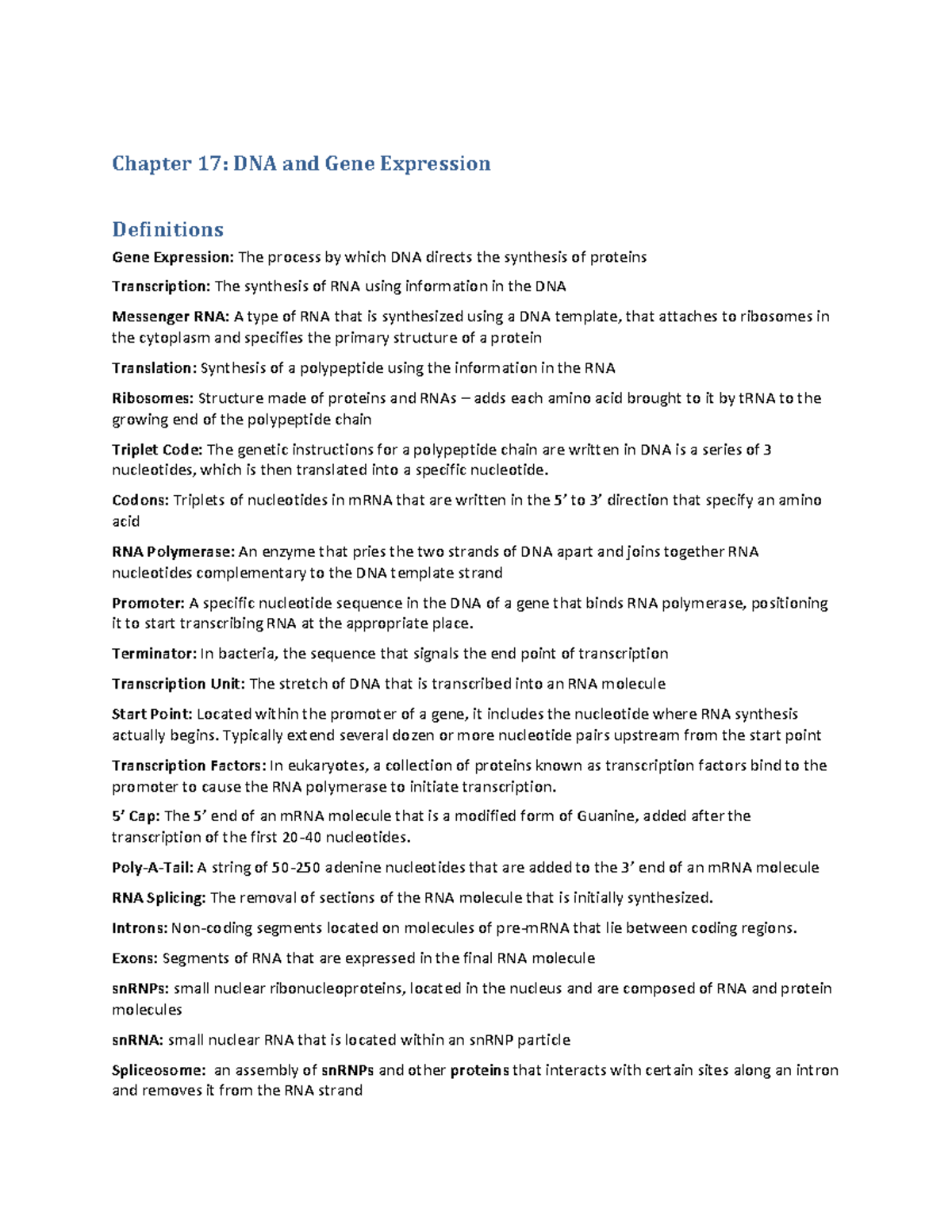Chapter 17 Gene Expression and Proteins - Warning: TT: undefined ...