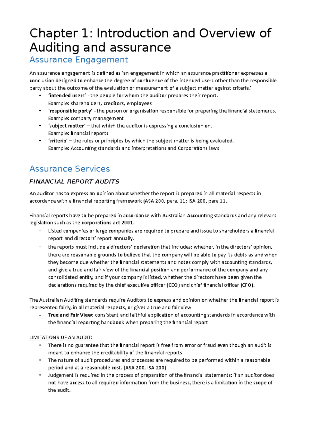 Introduction To Auditing And Assurance - Studocu