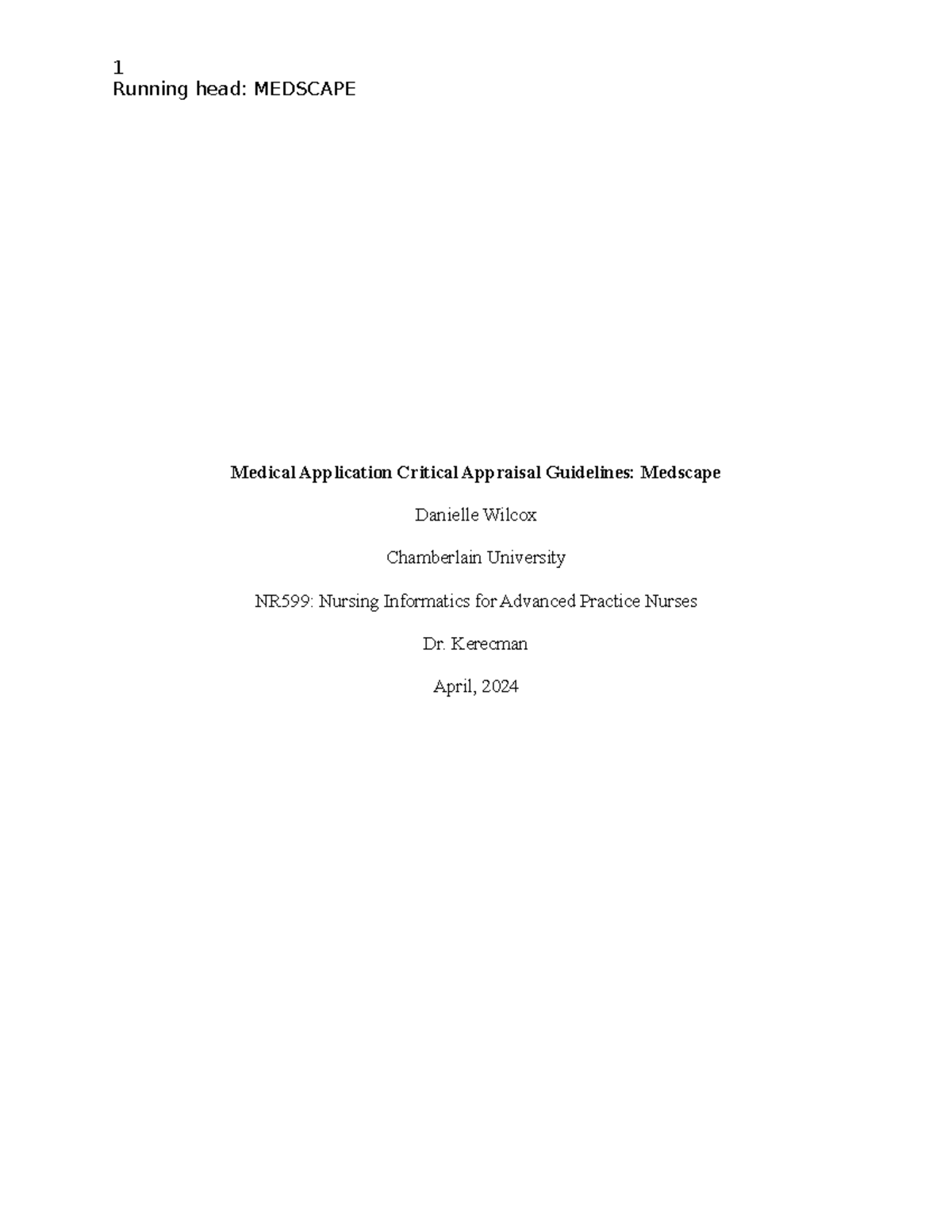 Medical Application Critical Appraisal Guidelines Kerecman April