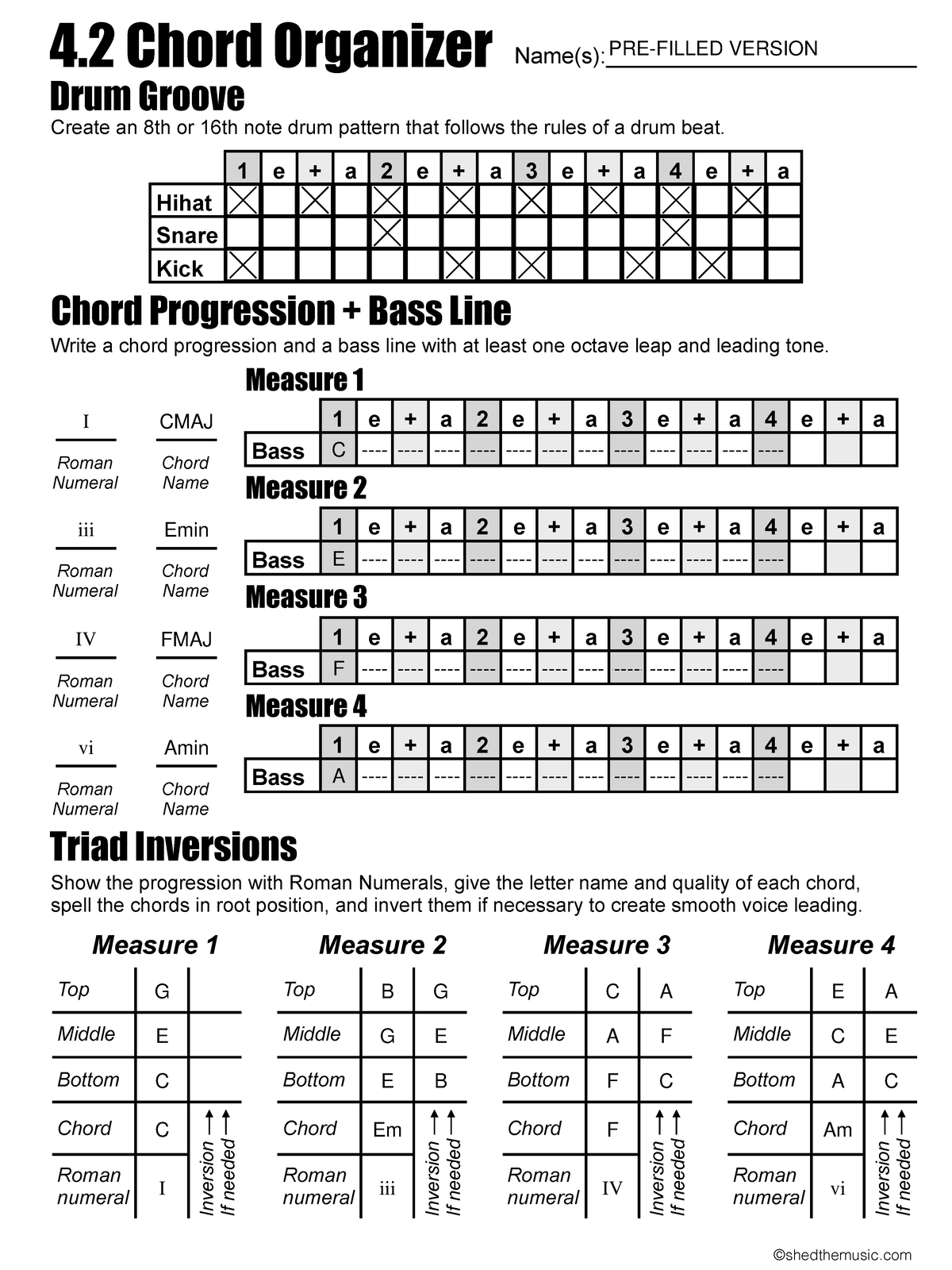 4 - none! - 4 Chord Organizer Drum Groove 1 e + a 2 e + a 3 e + a 4 e ...