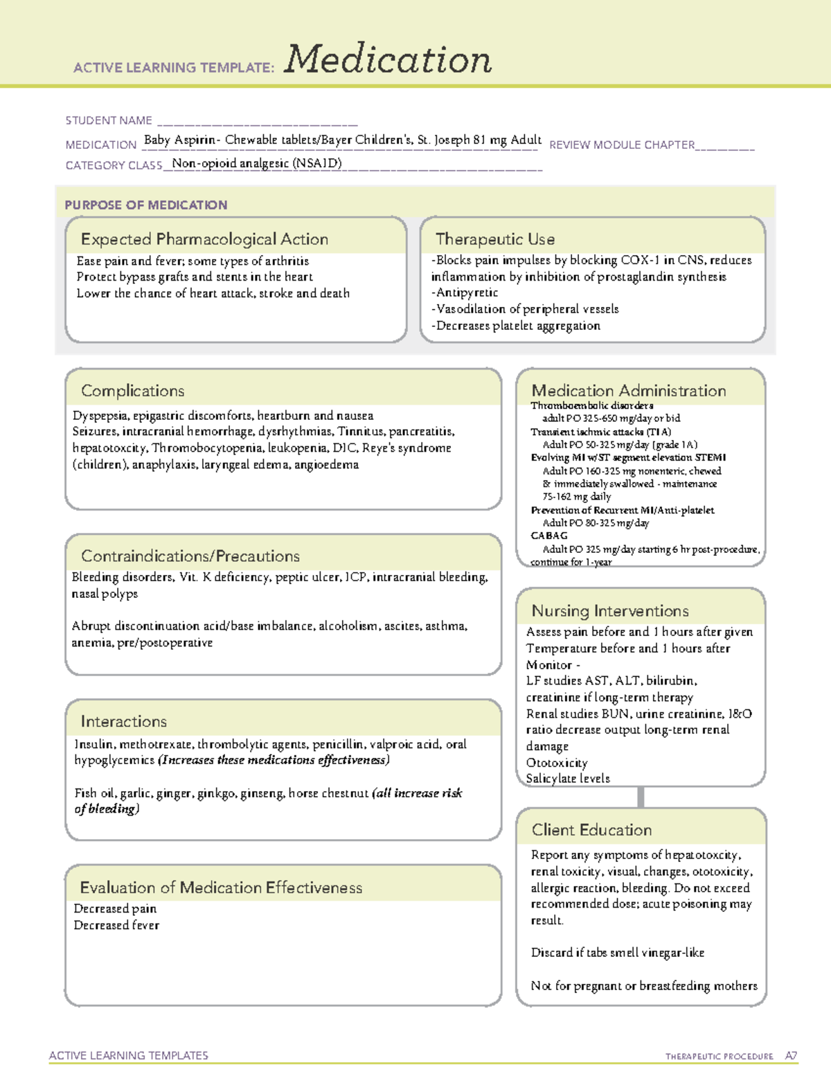 Baby ASA - MI SIM - ACTIVE LEARNING TEMPLATES THERAPEUTIC PROCEDURE A ...