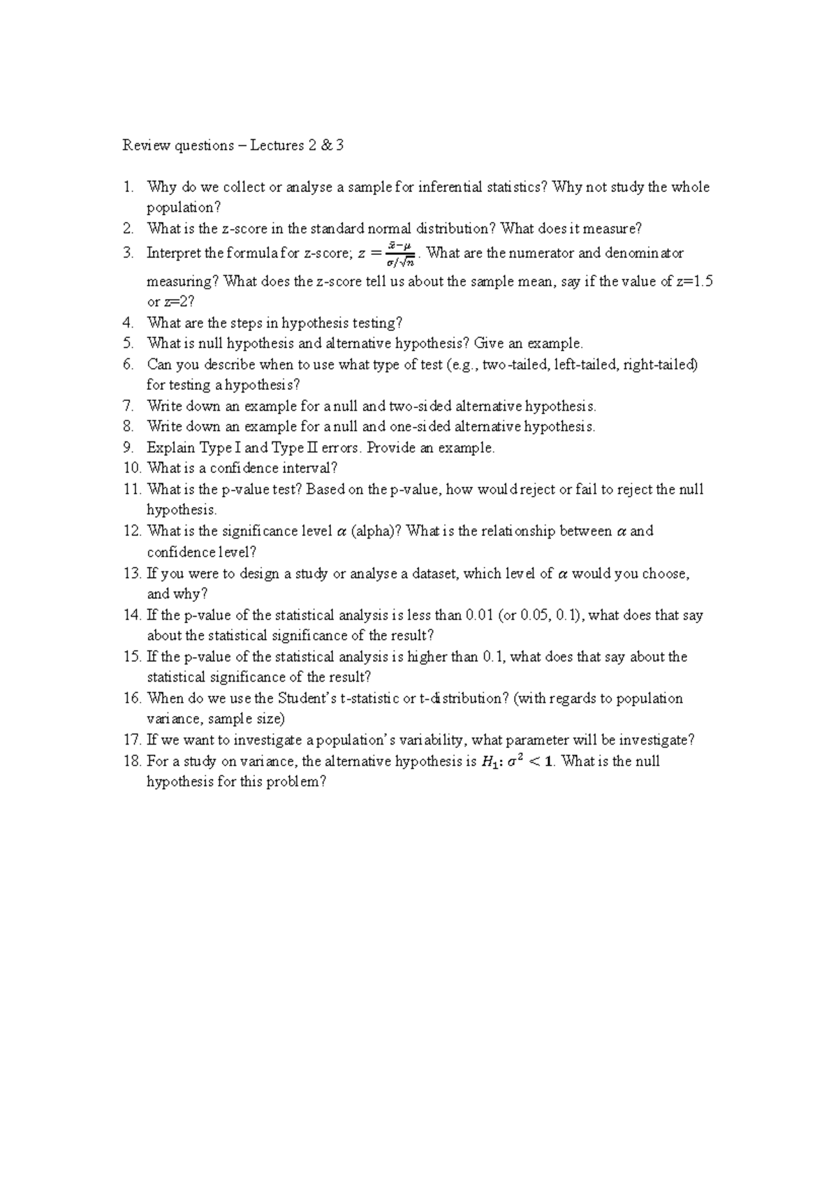 Lektion 23 Q hej Review questions Lectures 2 & 3 Why do we