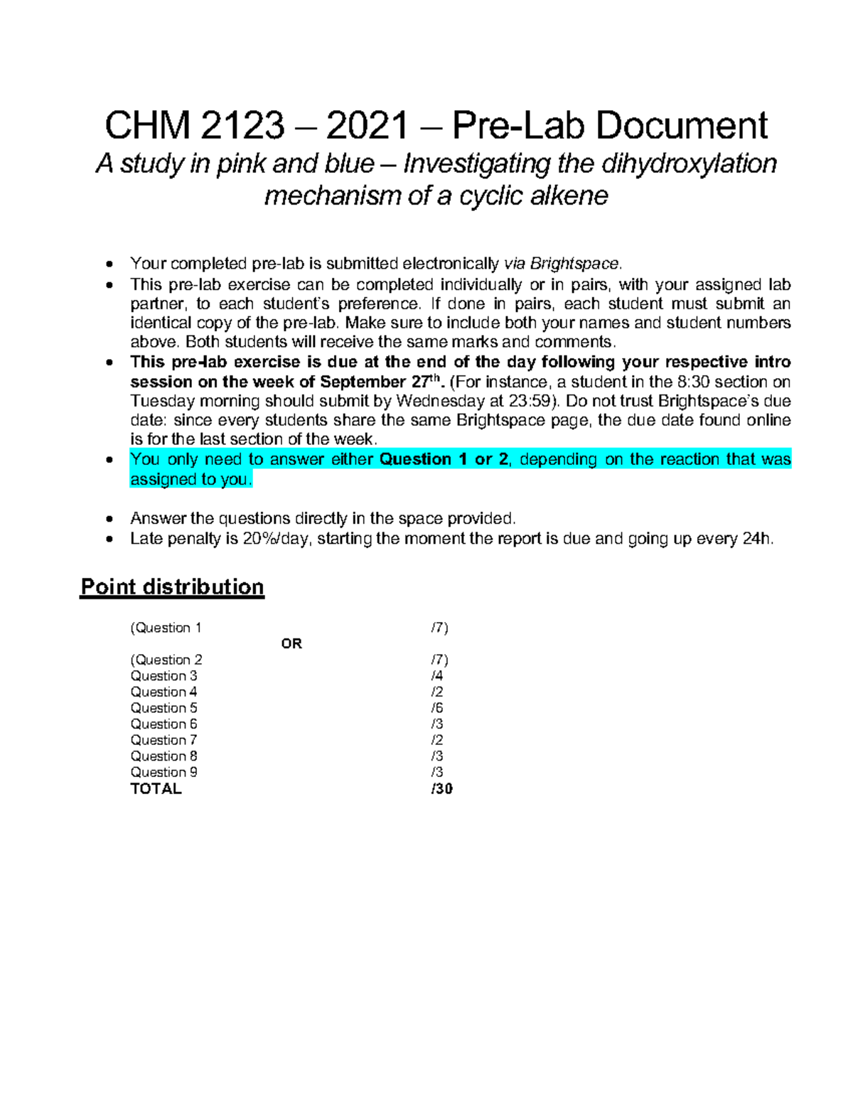 Chm Diol Prelab Copy Chm Pre Lab Document A