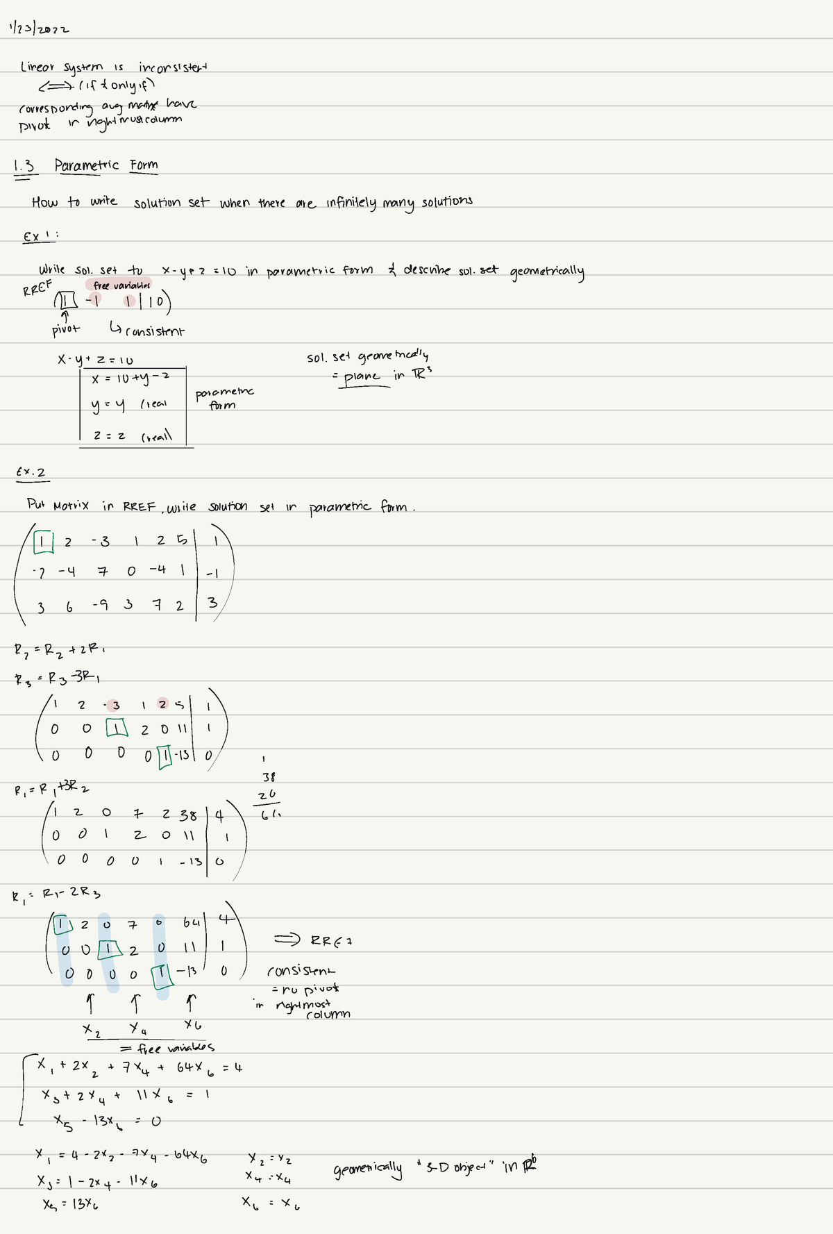 Linear Algebra Note 2 - MATH 1553 - Studocu