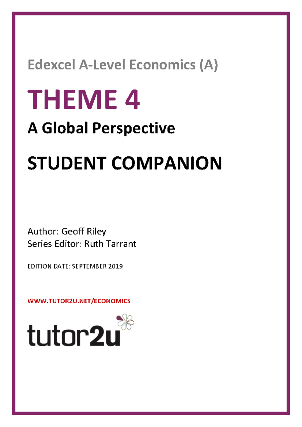 Edexcel Theme 4 Companion 2 - Edexcel A-Level Economics (A) THEME 4 A ...