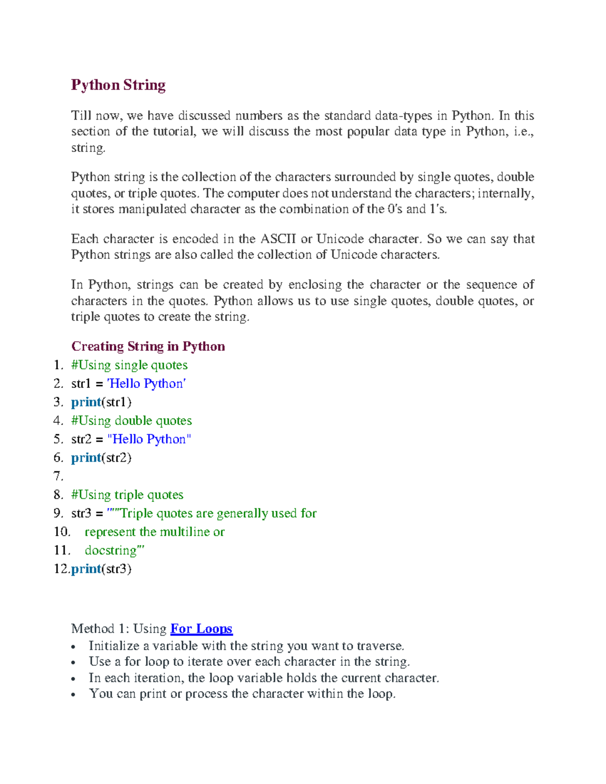 Module 4 - Nice - Python String Till now, we have discussed numbers as ...