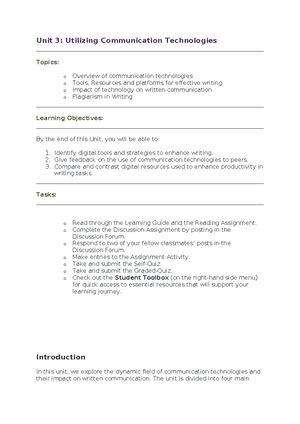 ENGL 1102 Unit 1 Learning Guide - Unit 1: Introduction to Written ...