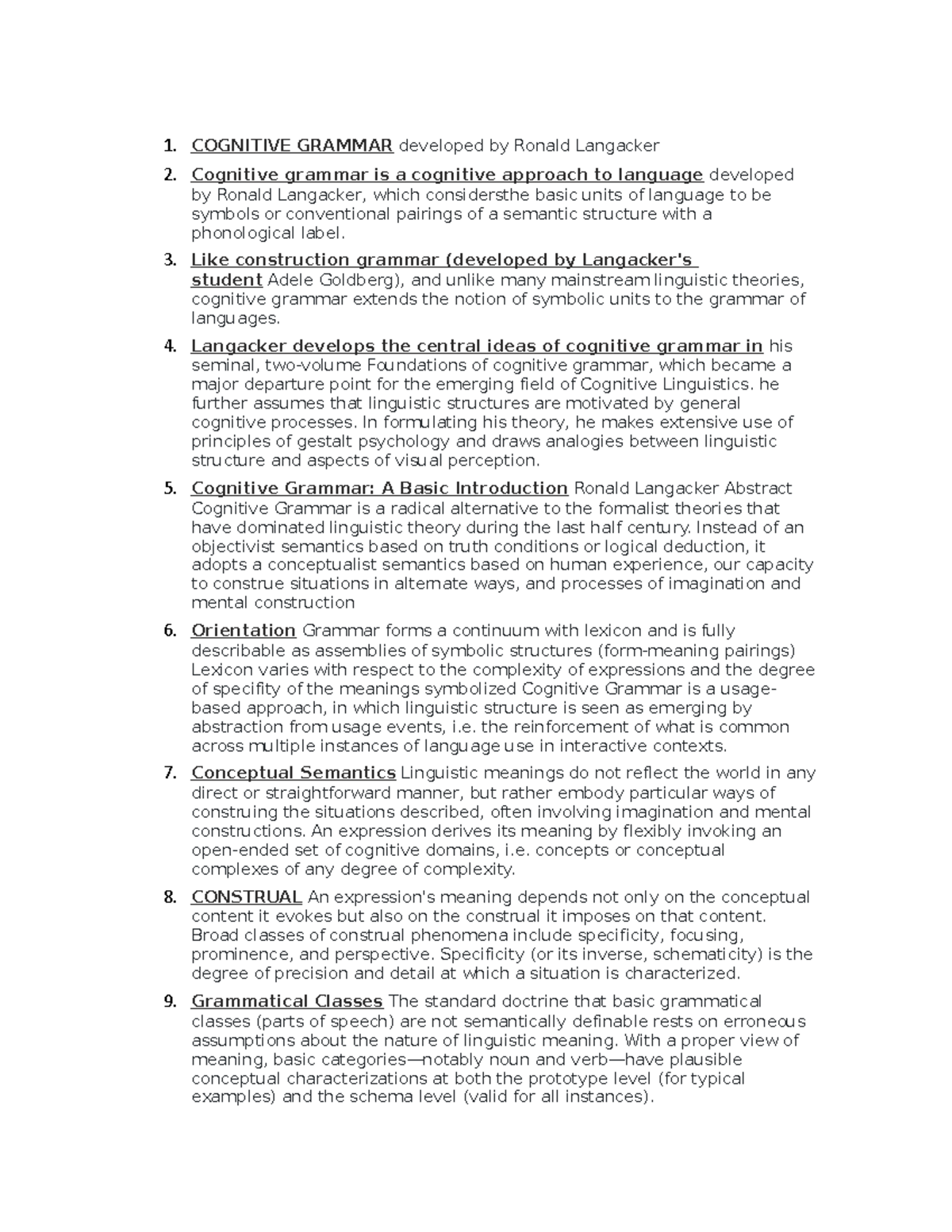 Cognitive Grammar - 1. COGNITIVE GRAMMAR developed by Ronald Langacker ...