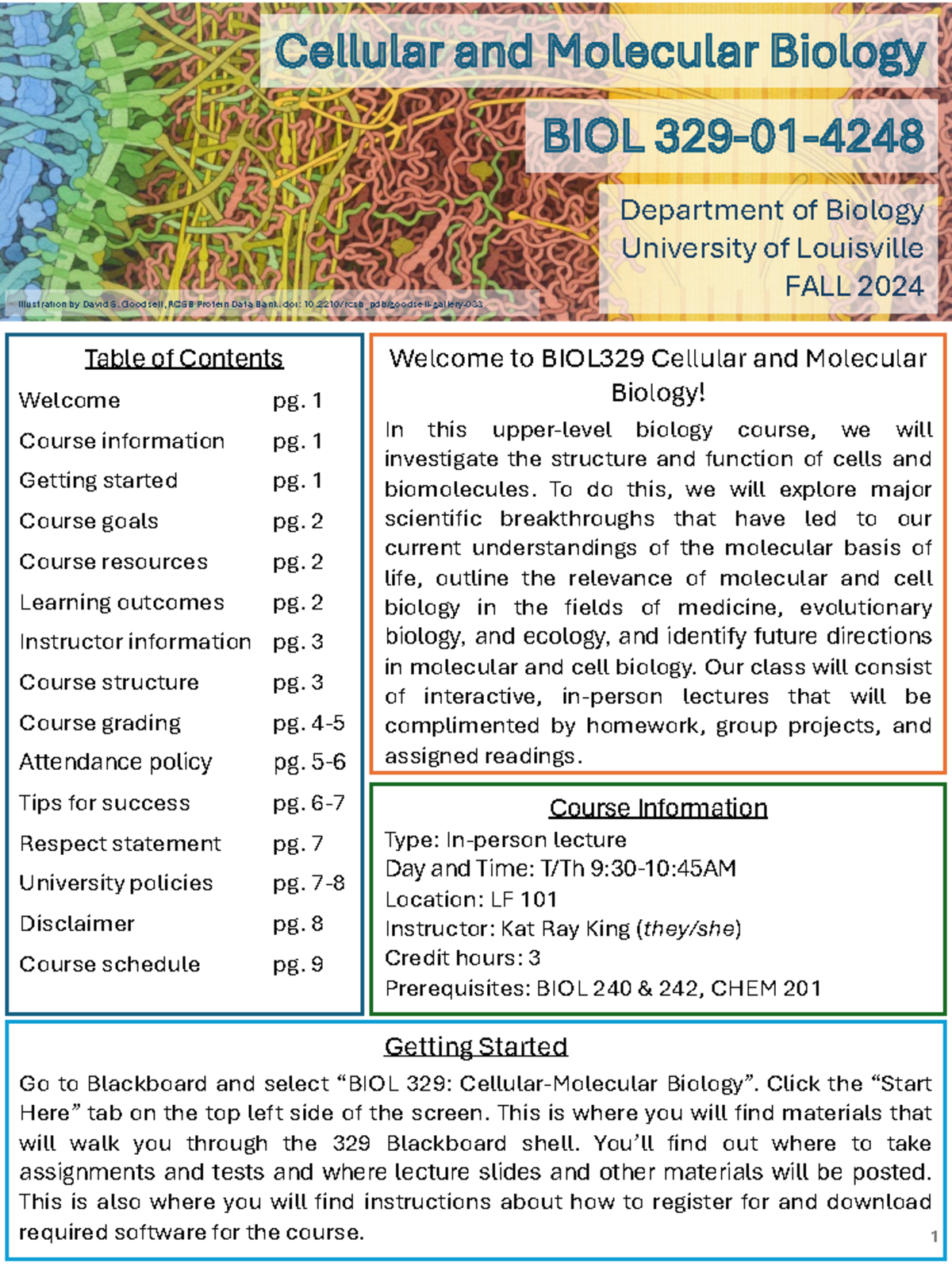 BIO 329 Syllabus - Illustration by David S. Goodsell, RCSB Protein Data ...