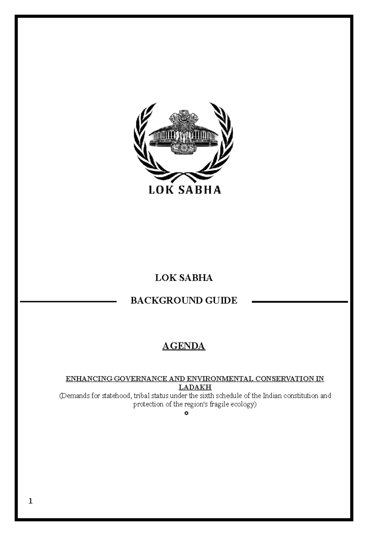 LOK Sabha Study guide - Jecrc MUN - LOK SABHA BACKGROUND GUIDE AGENDA ...