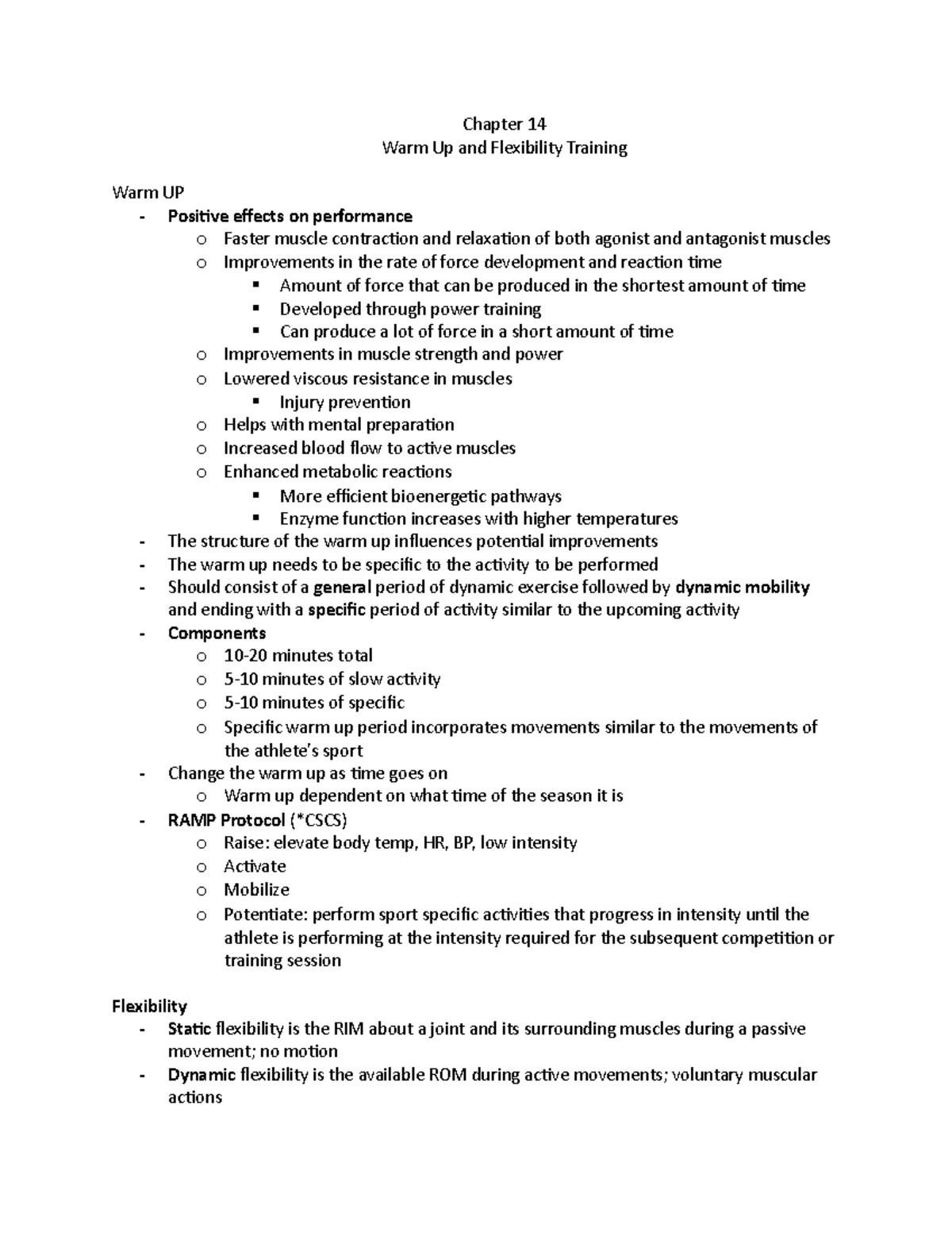 CH 14- Warm Up and Flexibility - Chapter 14 Warm Up and Flexibility ...