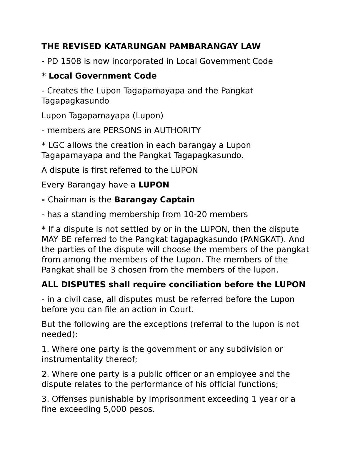 THE Revised Katarungan Pambarangay LAW - THE REVISED KATARUNGAN ...