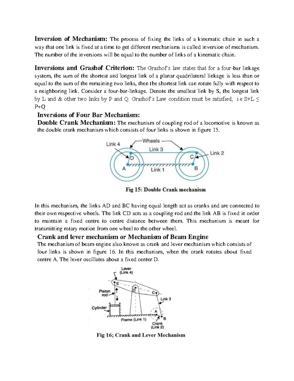 Inversion of four bar chain Inversion of Mechanism The process of