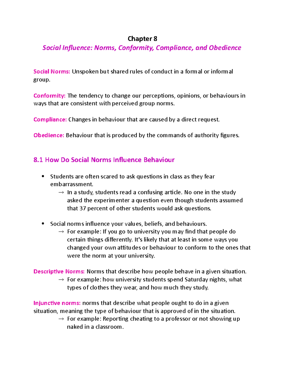 Social Inluence: Norms, Conformity, Compliance, and Obedience ...