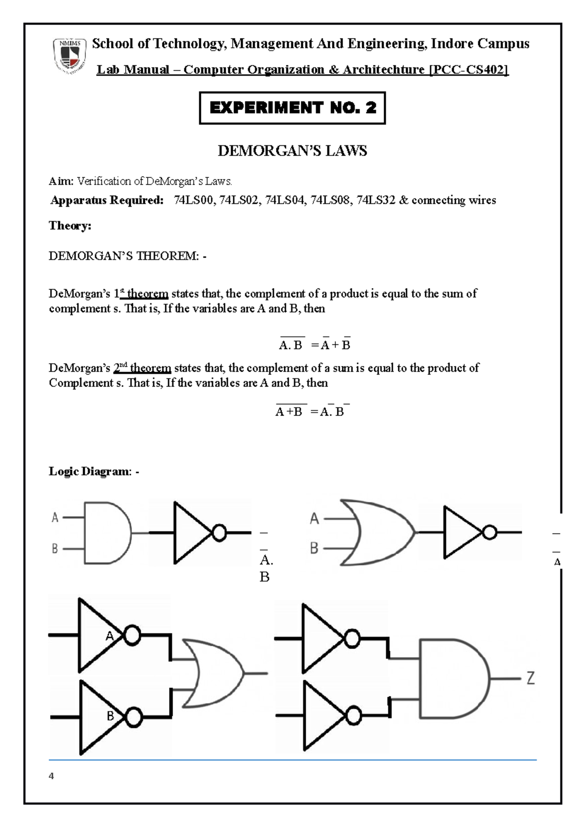 Coa Ex - Lecture Notes 1-3 - Lab Manual – Computer Organization ...