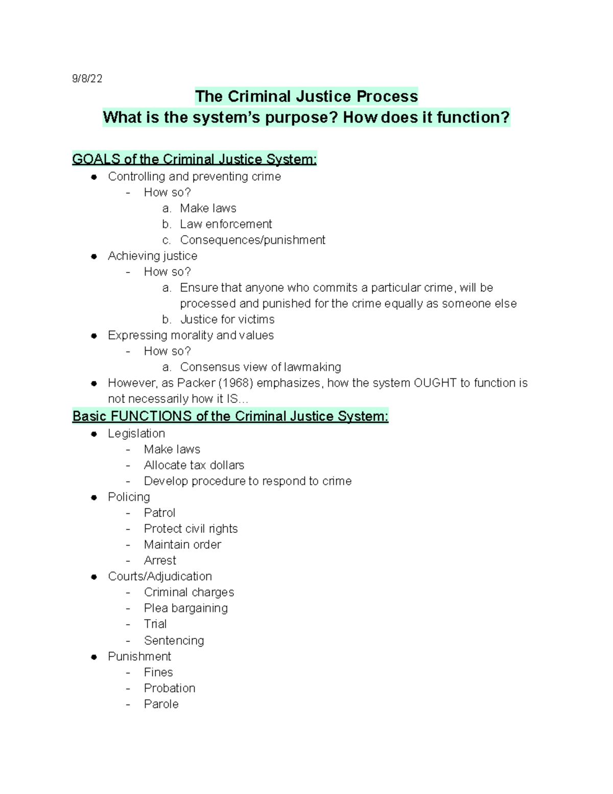 CRMJ 254 Criminal Justice Process - 9/8/ The Criminal Justice Process ...