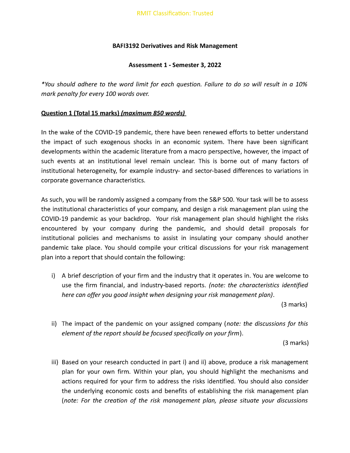 organisational analysis rmit assignment 2