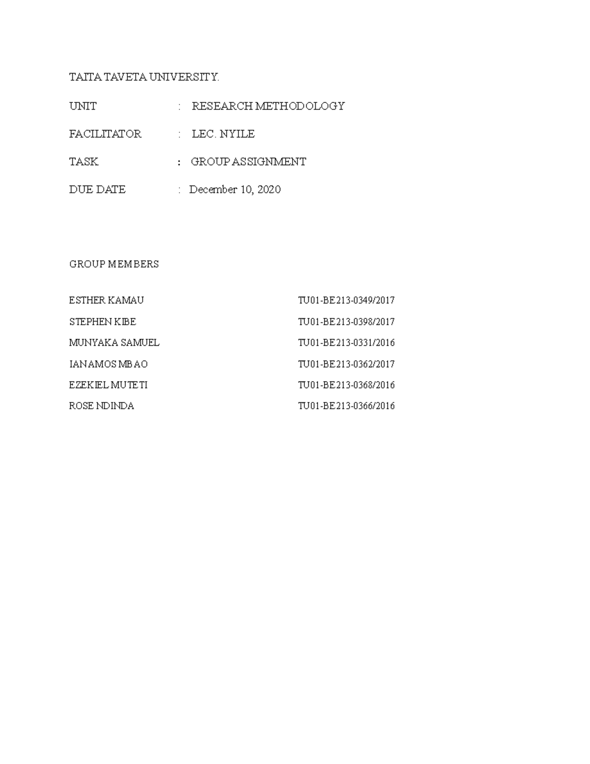 Atticles Of The Information Systems TAITA TAVETA UNIVERSITY UNIT 