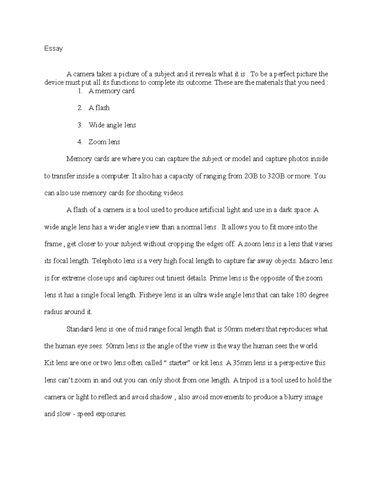 instant camera essay