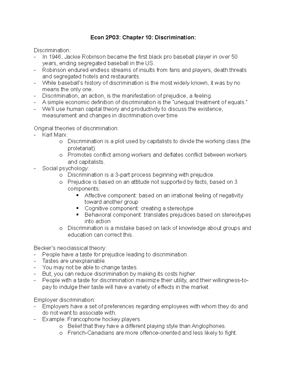 Econ 2P03 Chapter 10 - Lecture notes 10 - Econ 2P03 - McMaster - Studocu