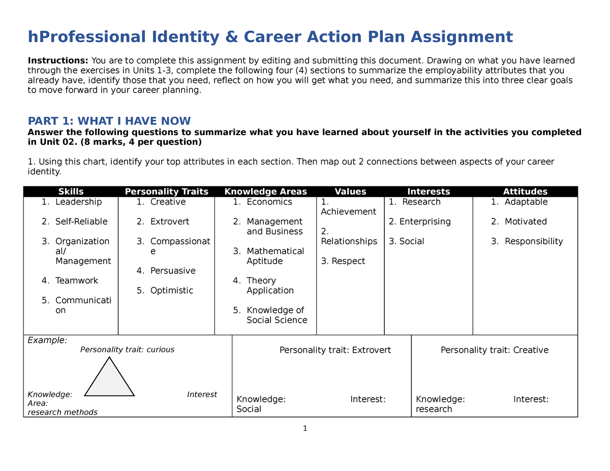 career action plan assignment