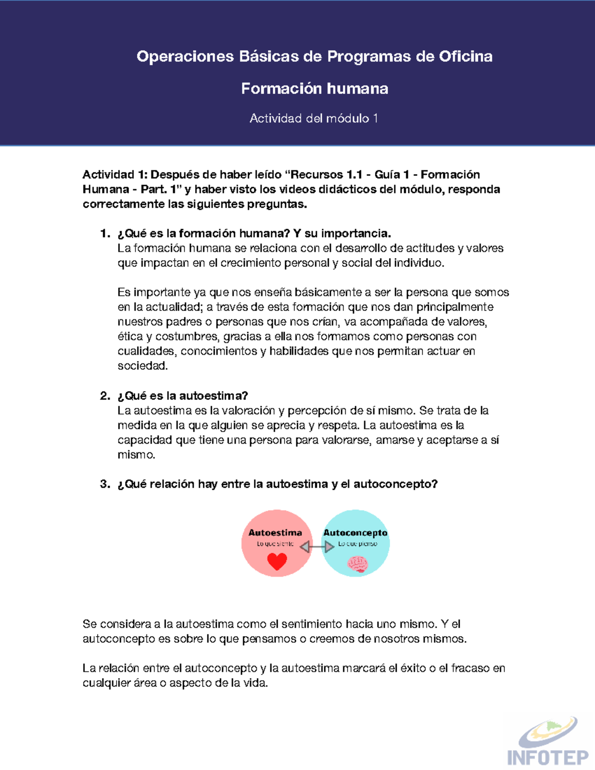 Activad Modulo 1 - tificación), desarrollo del trabajo, conclusiones ...