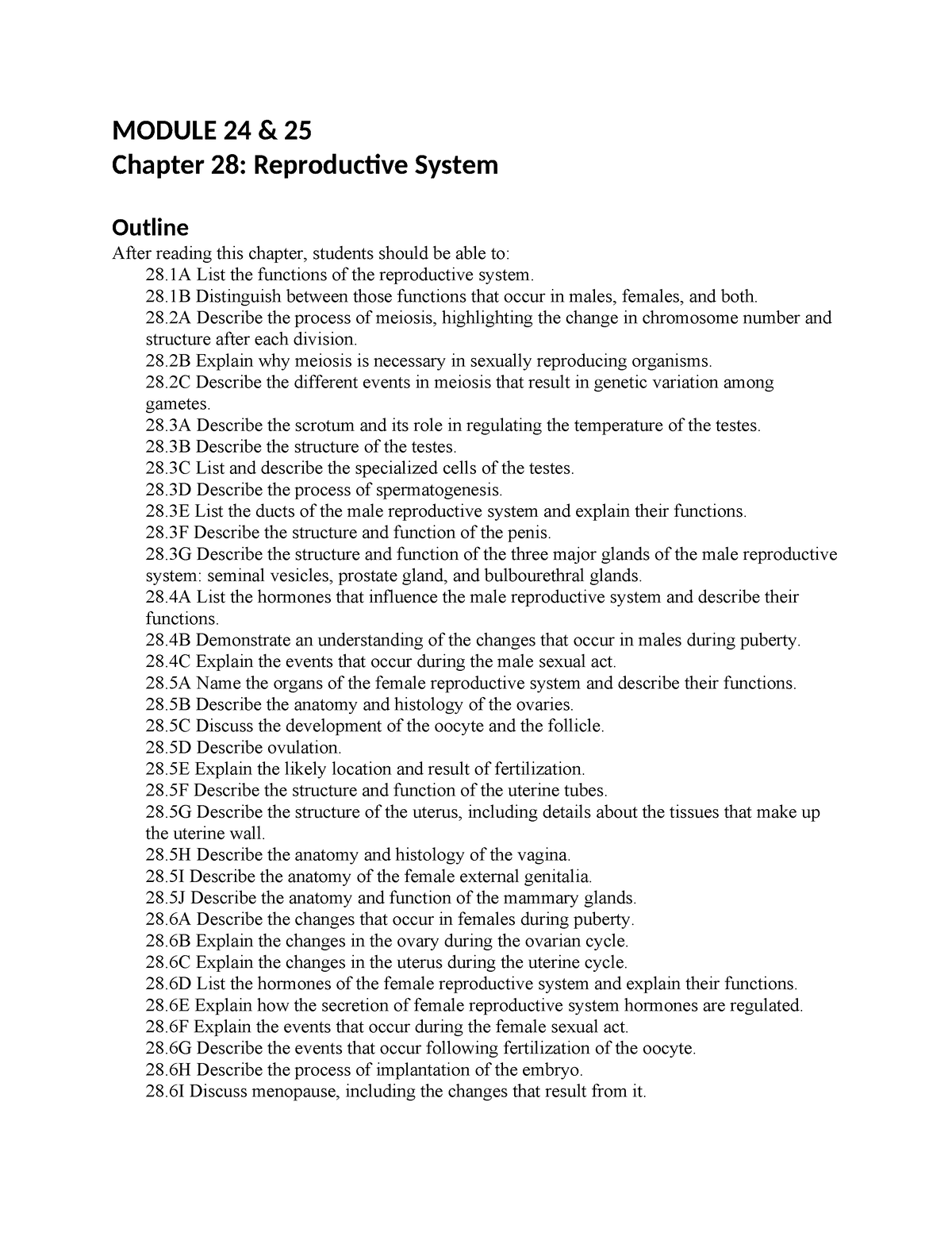 Chapter 28 Learning Objectives - MODULE 24 & 25 Chapter 28 ...