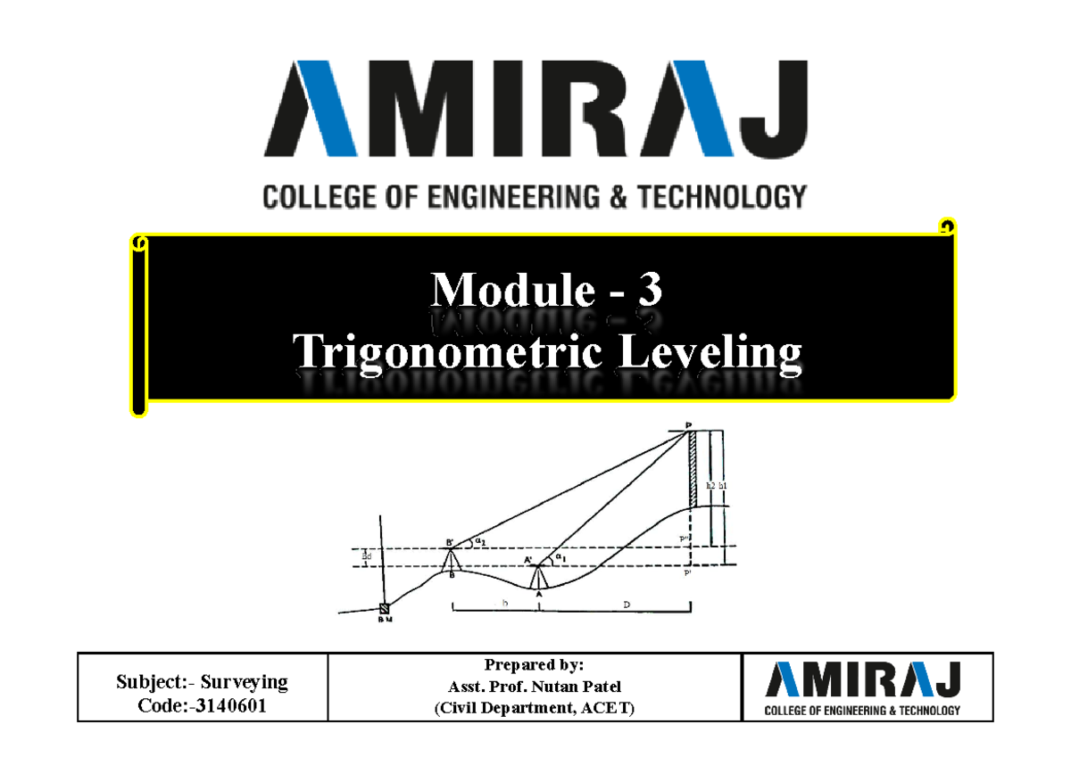 Trigonometric-leveling - Module - 3 Trigonometric Leveling Asst. Prof ...