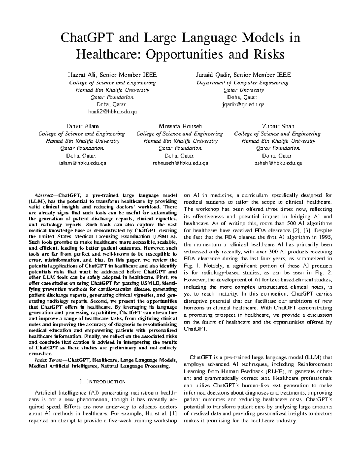 Chat GPT and Large Language Models LLMs in Healthca - ChatGPT and Large ...