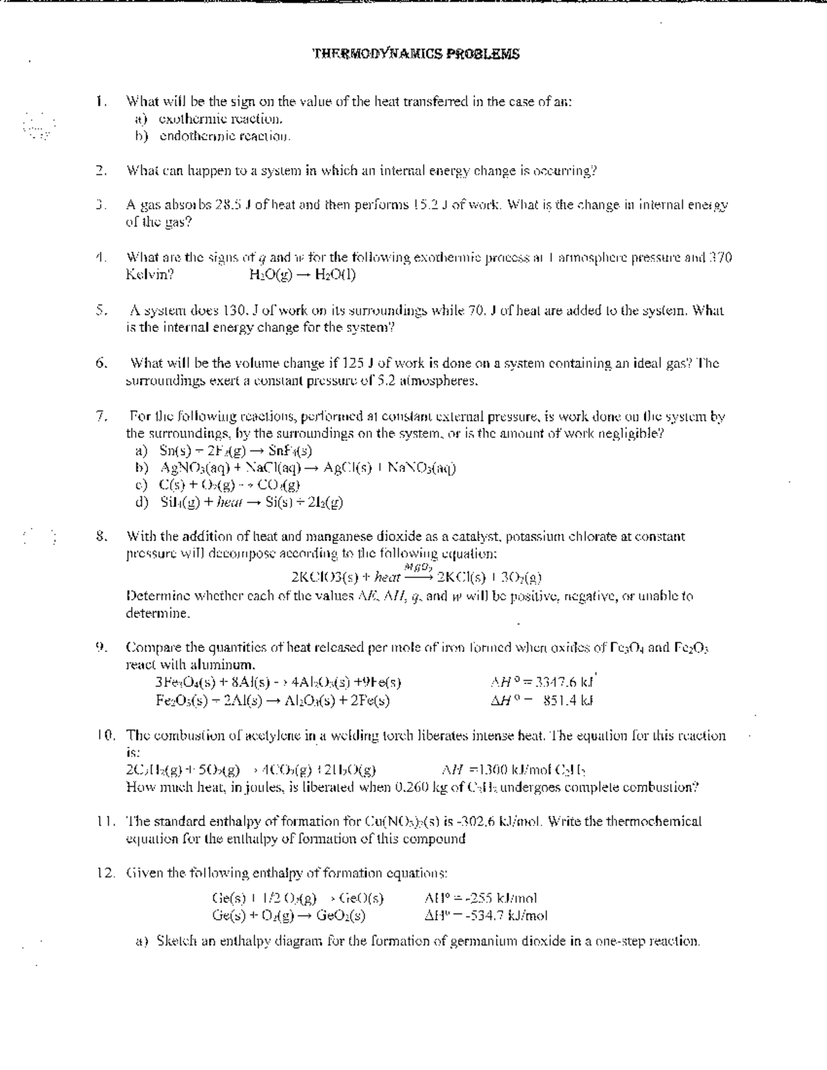 Thermodynamics Problems - Studocu