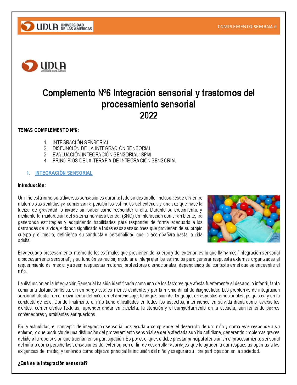 Complemento Semana 6 Integracioi Ěn Sensorial 2022docx Complemento Nº6 Integración Sensorial Y 8697