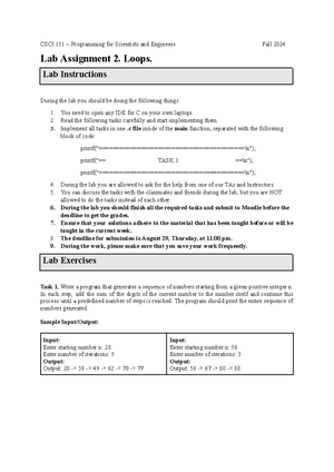 Lab Assignment 3 - CSCI 151 – Programming for Scientists and Engineers ...