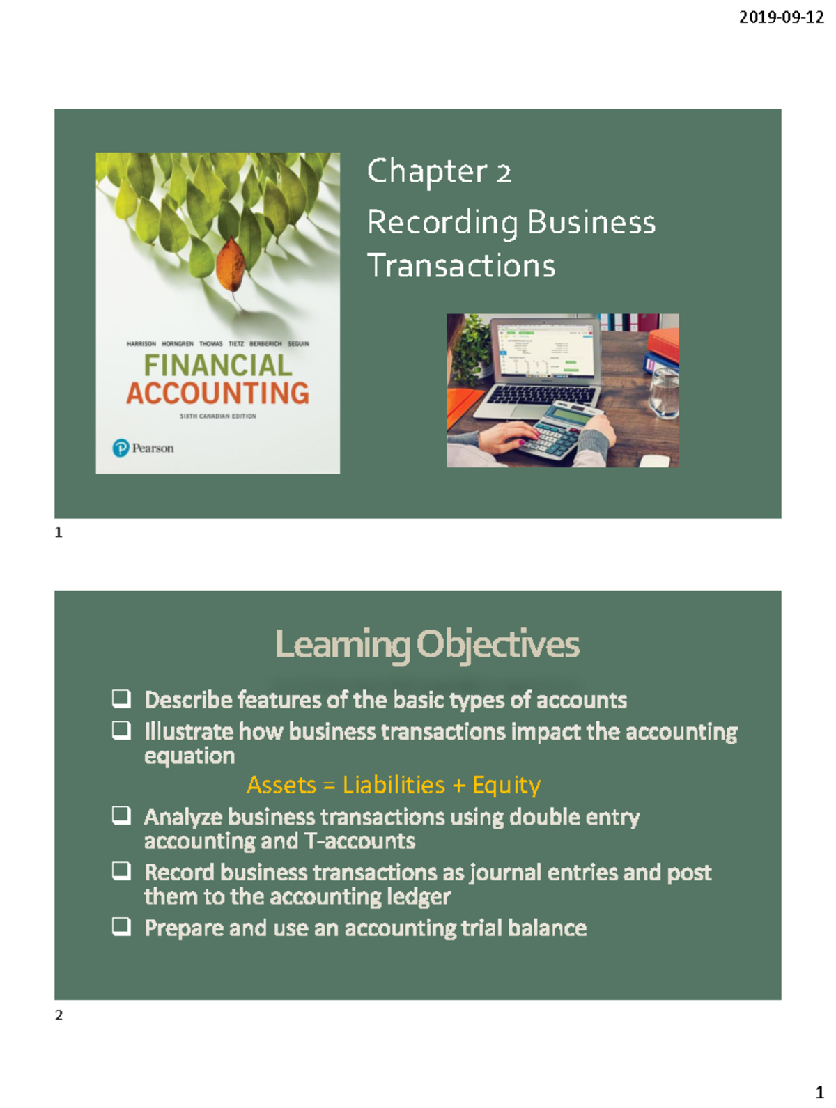 FA Chapter 2 Prof - Lecture notes 2 - Chapter 2 Recording Business ...