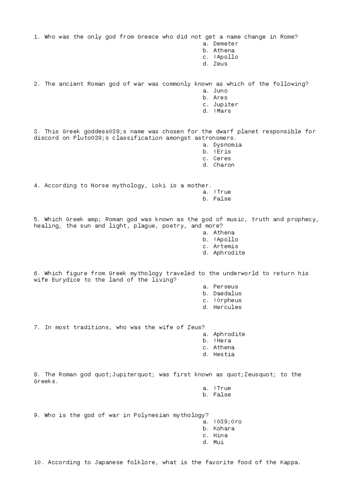 CS153 Pre Lab 4 - Who Was The Only God From Greece Who Did Not Get A ...