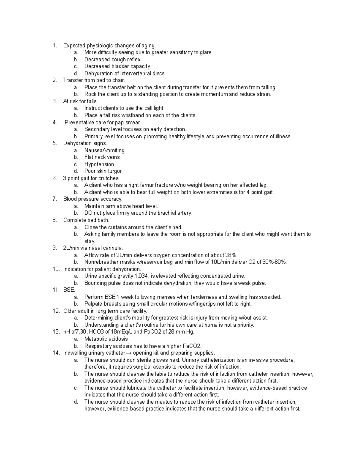 Fundamentals Retake Rationales - Expected physiologic changes of aging ...