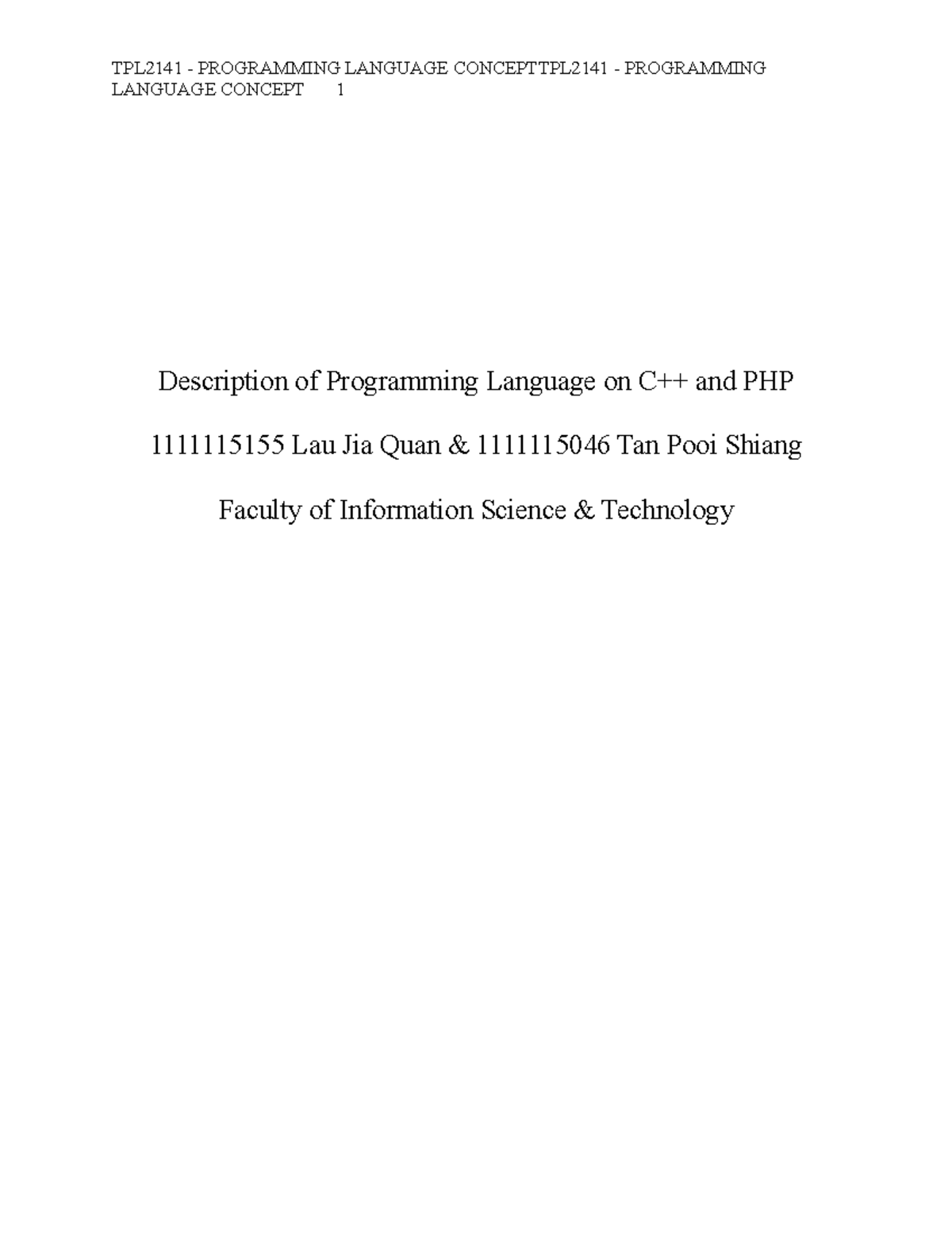 277789572 MMU Programming Language Concept - TPL2141 - PROGRAMMING ...