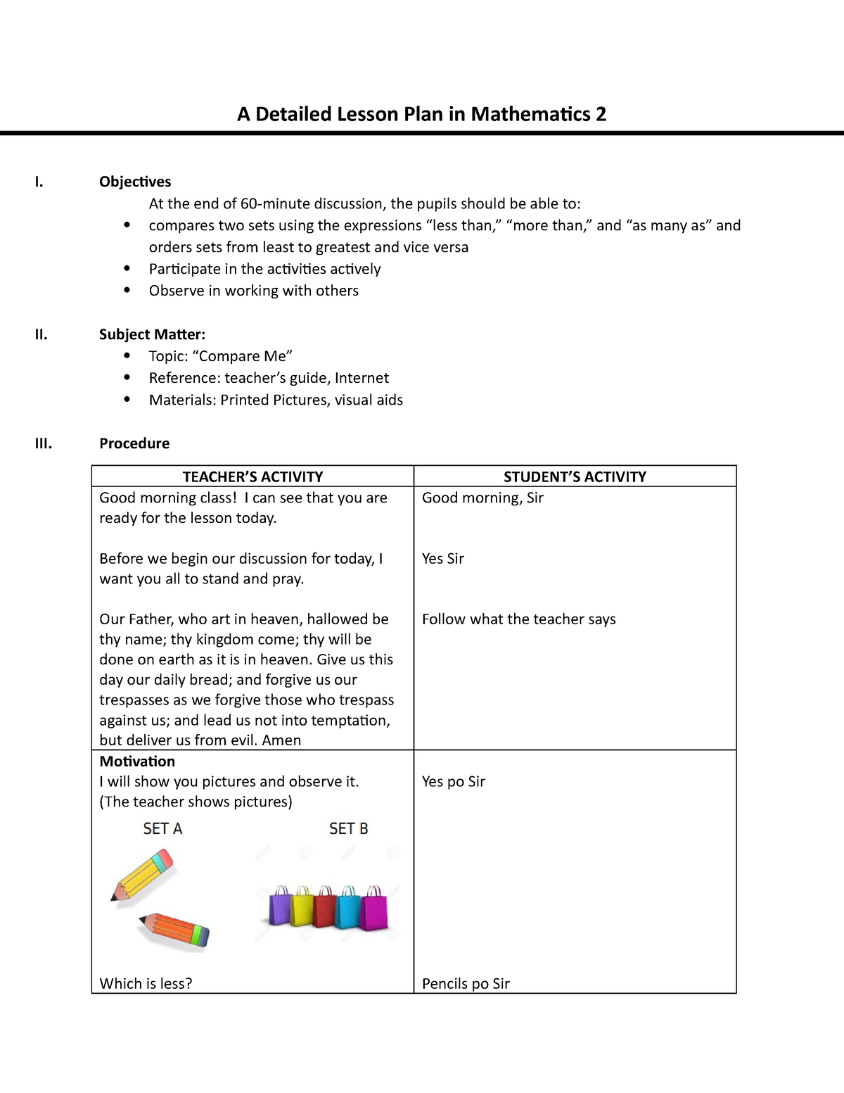 detailed lesson plan in math problem solving