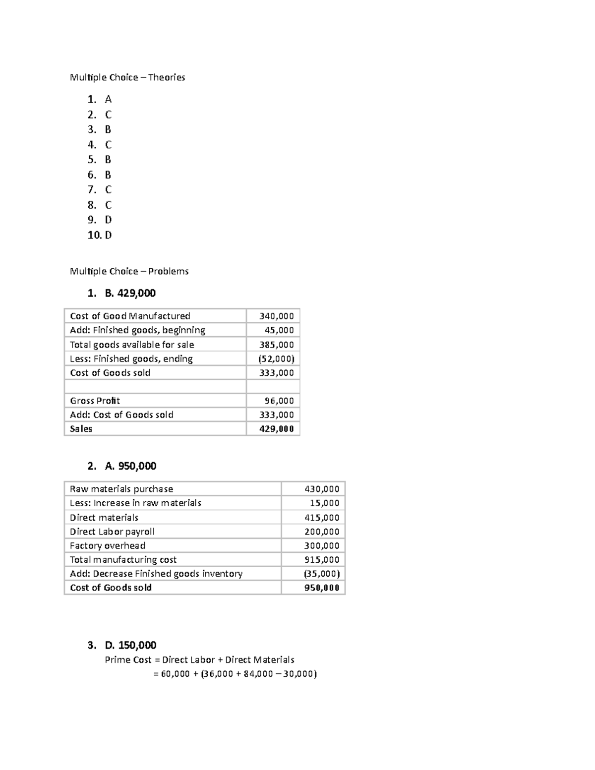 Cost accounting Deleon chapter 2 MC answer key Multiple Choice