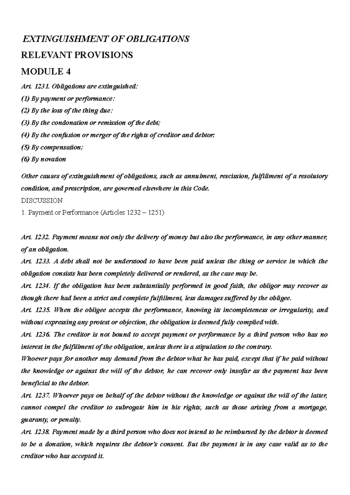 Business Law Obligations And Contracts Module 4 - EXTINGUISHMENT OF ...