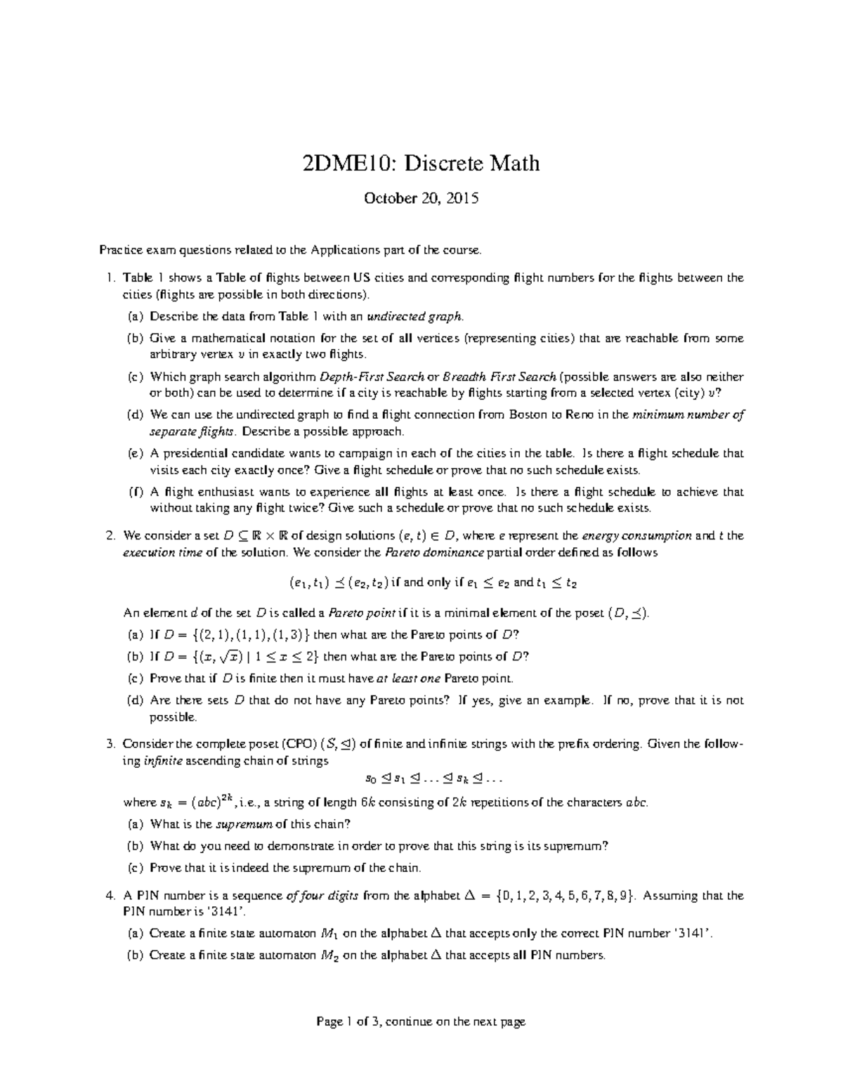 Exercises From Exams, And Exams - Discrete Mathematics - TU Eindhoven ...