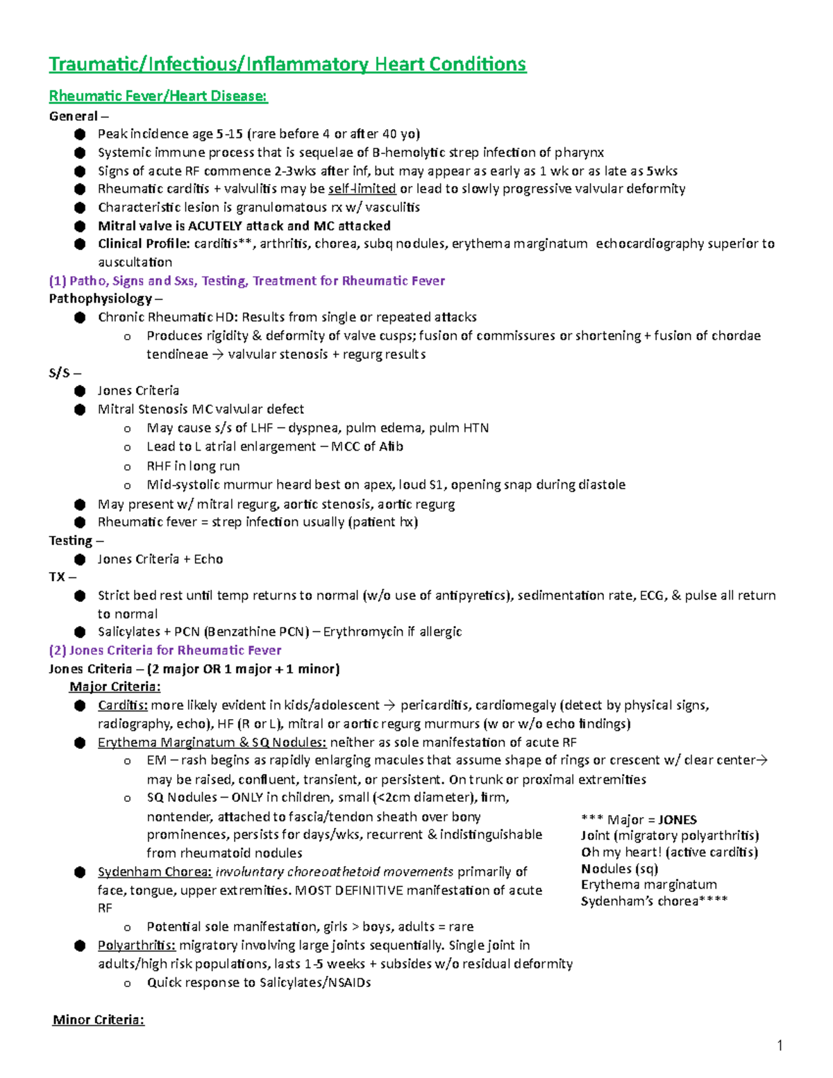 Cardiology Focus Review- Becca - Traumatic/Infectious/Inflammatory ...