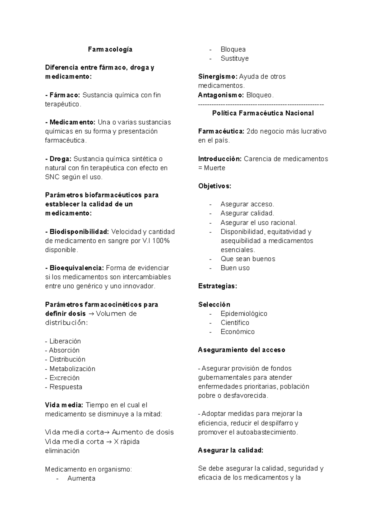 Farmaco Nota 10 Farmacología Diferencia entre fármaco, droga y medicamento Fármaco