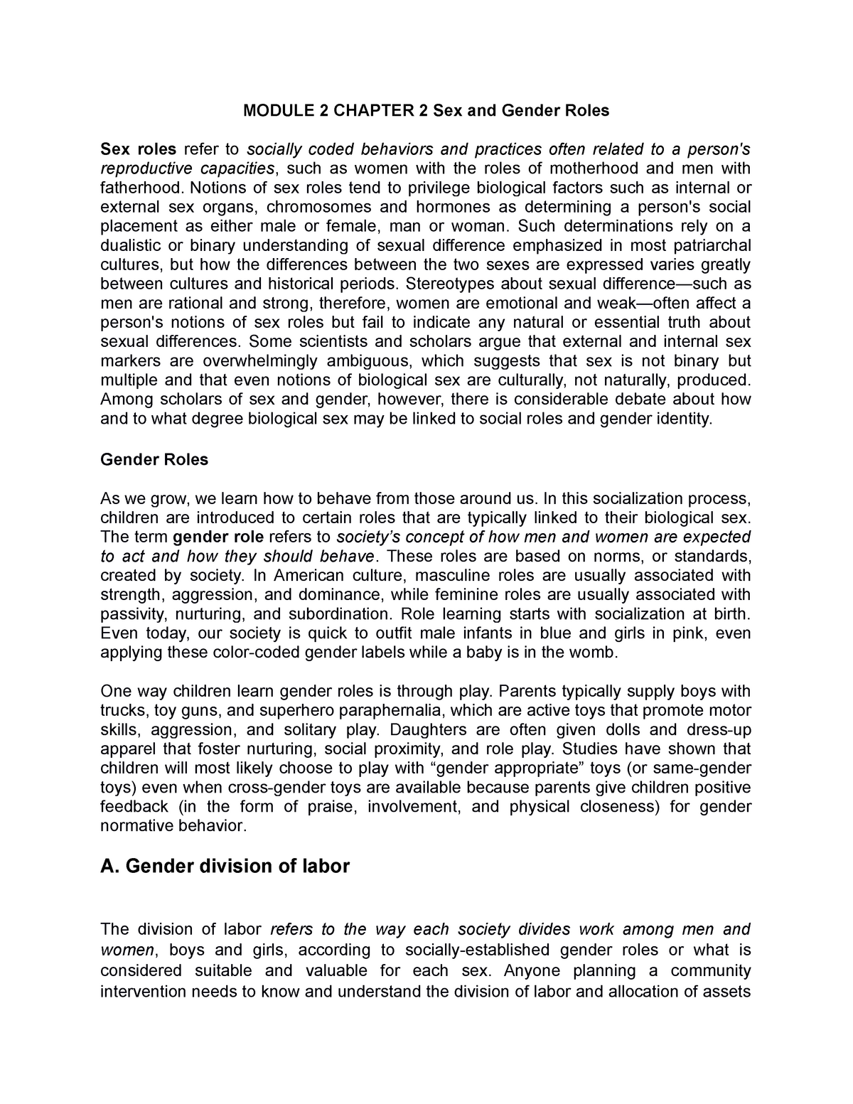 Module 2 Chapter II - Lecture Notes 2 - Gender And Society - PangSU ...