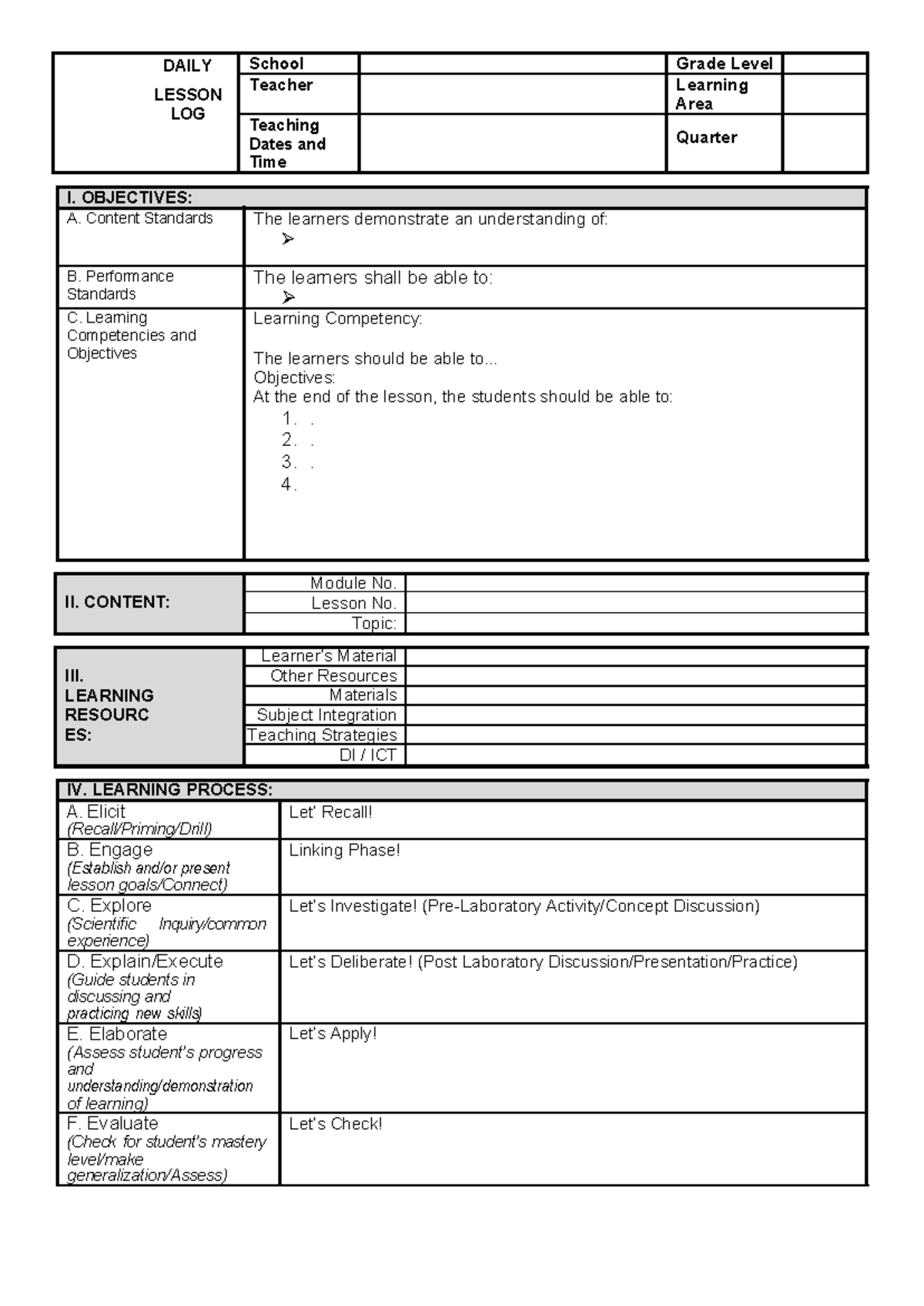 Lesson-plan-template - DAILY LESSON LOG School Grade Level Teacher ...