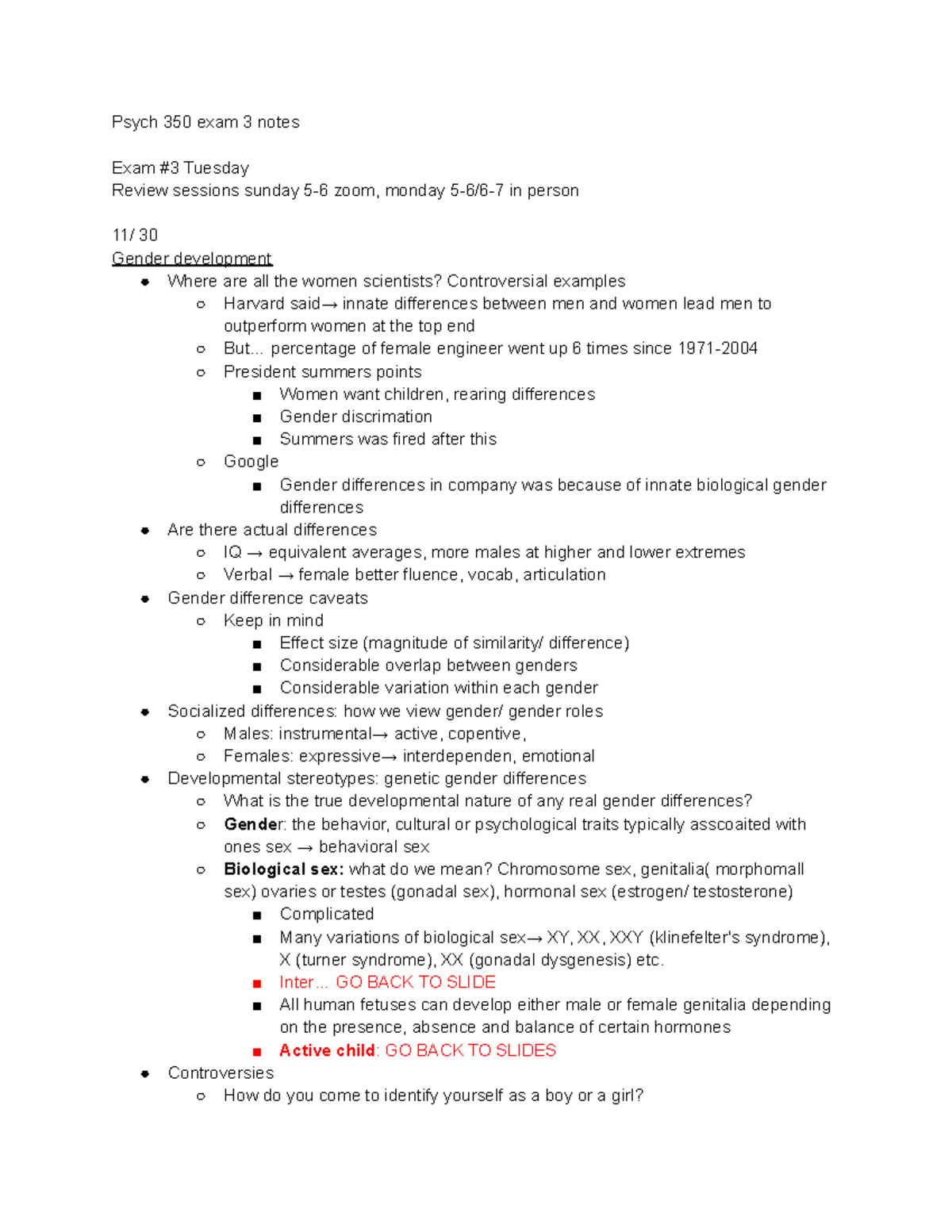 Psych 350 exam 3 notes - Psych 350 exam 3 notes Exam #3 Tuesday Review ...