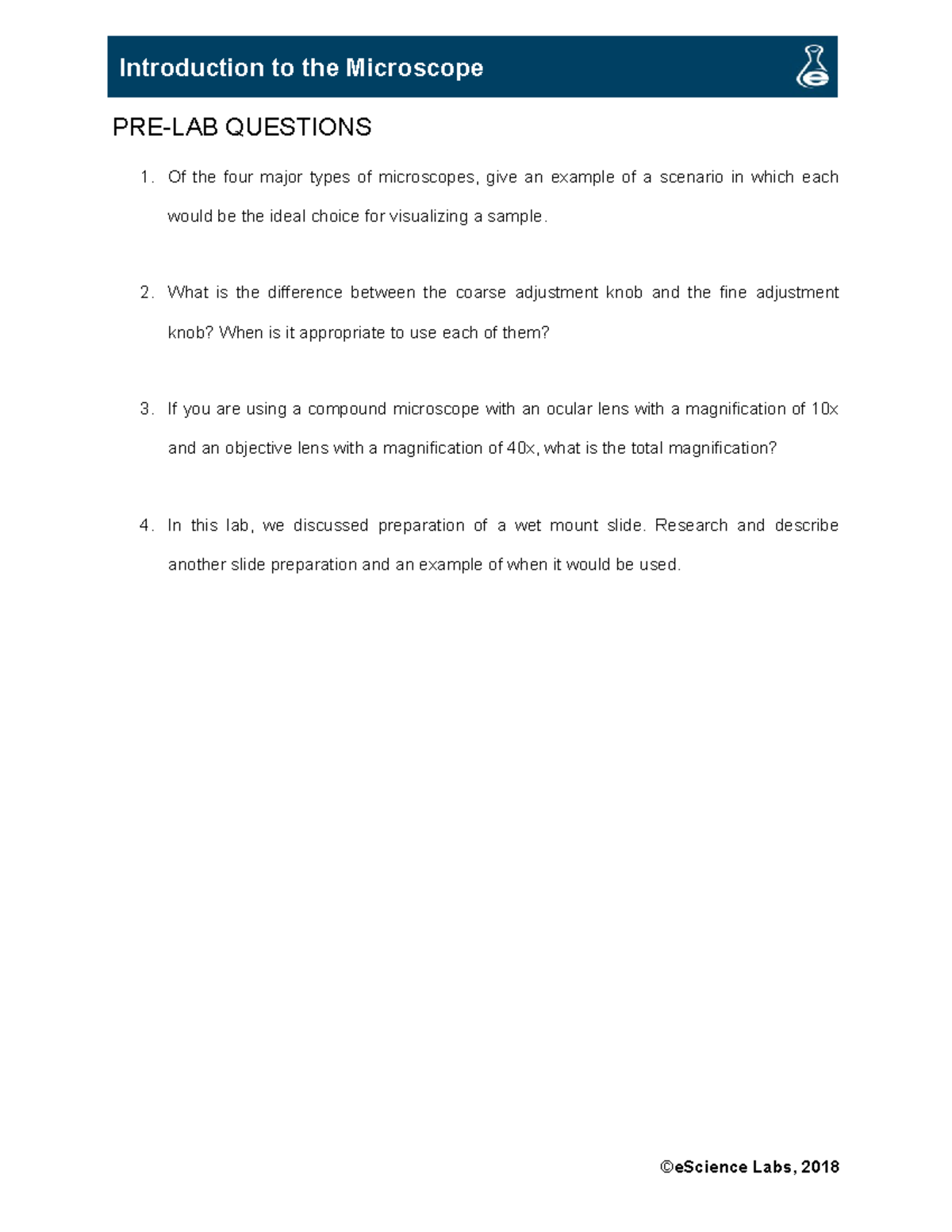 MB 6200 L03 Microscope-2 - PRE-LAB QUESTIONS Of the four major types of ...