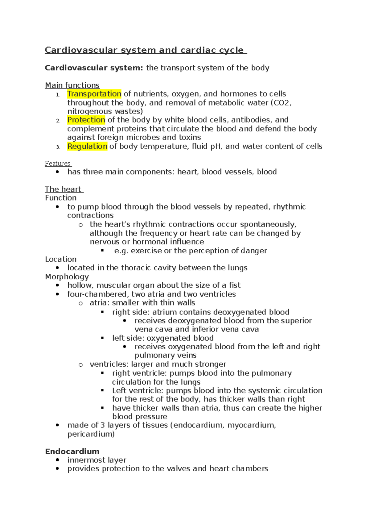 Cardiovascular system and cardiac cycle - Cardiovascular system and ...