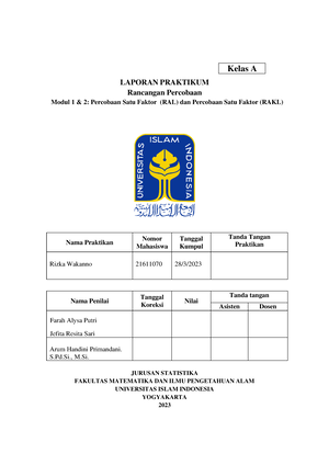 Laporan Praktikum Rancangan Percobaan Percobaan Faktorial 2^k Dan Model ...